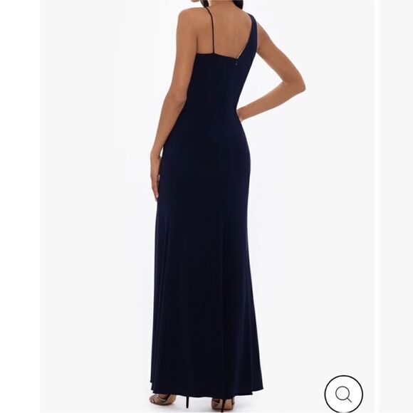 NWT Xscape "APRIL" LONG JERSEY KNIT
TWO TONED ASYMMETRICAL STRAP DRESS - Picture 2 of 8